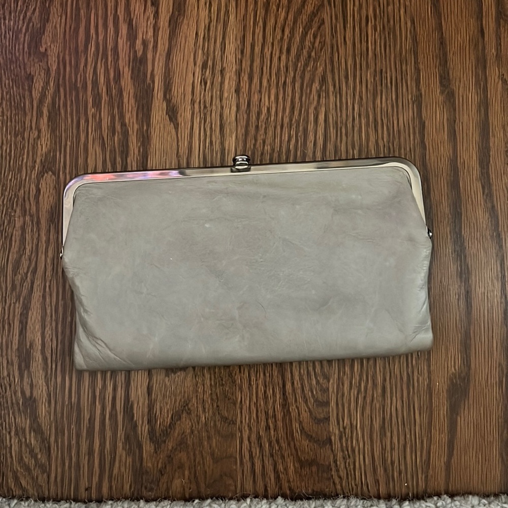 HOBO grey leather clutch